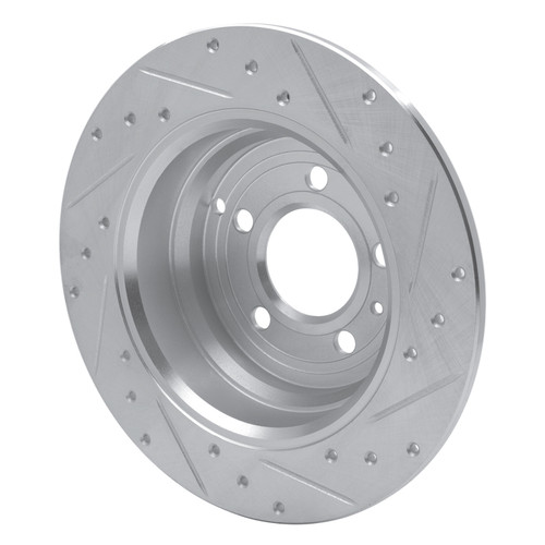 R1 96-04 Volvo 850 Rear Left Drilled & Slotted Silver Brake Rotor