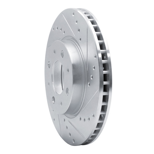 R1 93-95 Volvo 850 Front Right Drilled & Slotted Silver Brake Rotor