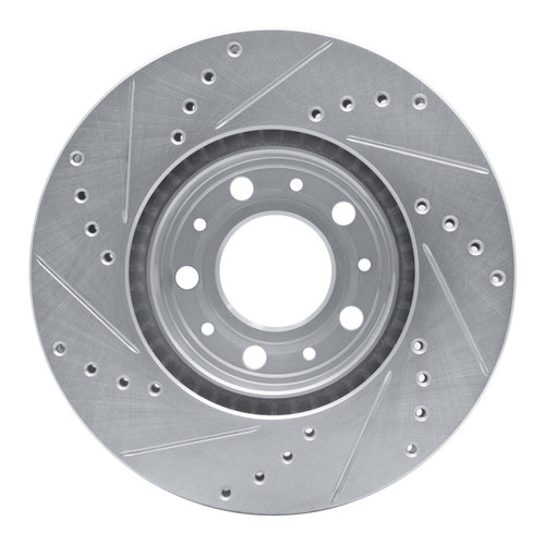 R1 91-95 Volvo 740 Front Right Drilled & Slotted Silver Brake Rotor