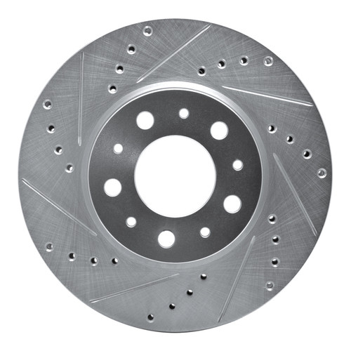 R1 91-95 Volvo 740 Front Left Drilled & Slotted Silver Brake Rotor