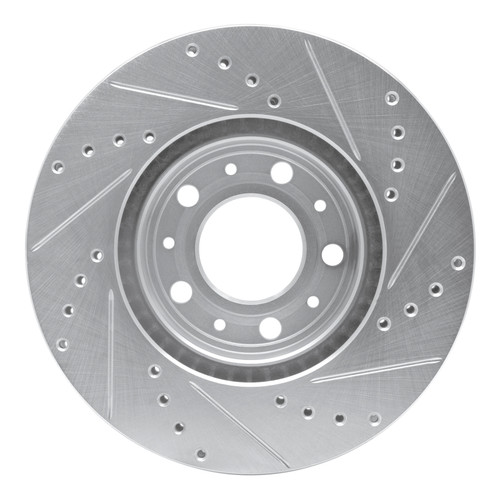 R1 91-95 Volvo 740 Front Left Drilled & Slotted Silver Brake Rotor