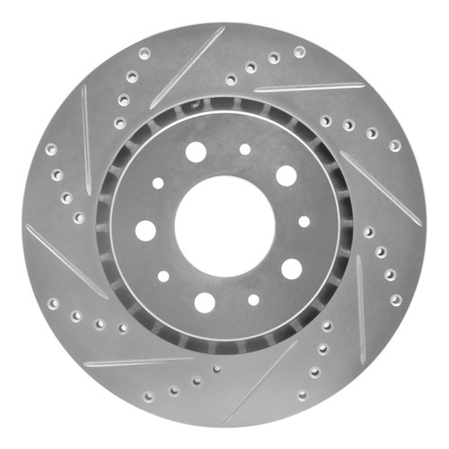 R1 82-92 Volvo 780 Front Left Drilled & Slotted Silver Brake Rotor