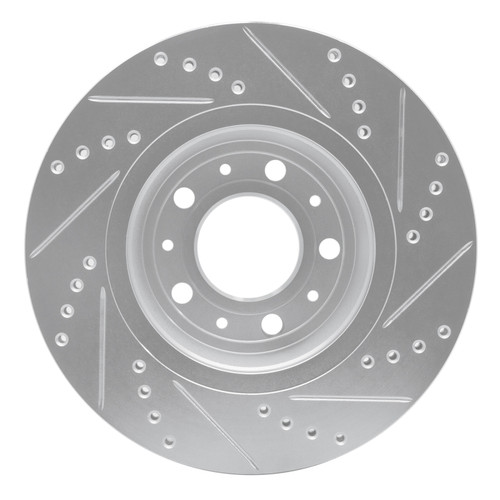 R1 82-92 Volvo 780 Front Left Drilled & Slotted Silver Brake Rotor