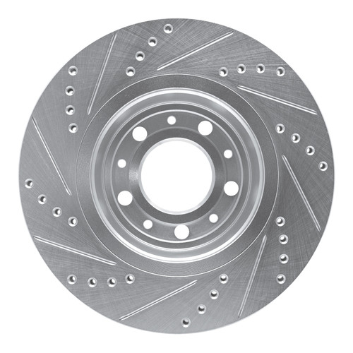R1 82-92 Volvo 780 Front Right Drilled & Slotted Silver Brake Rotor