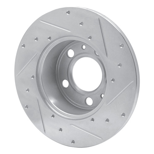 R1 75-87 Volvo 242 Front Left Drilled & Slotted Silver Brake Rotor
