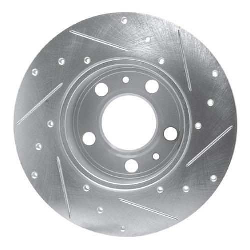 R1 75-87 Volvo 242 Front Left Drilled & Slotted Silver Brake Rotor