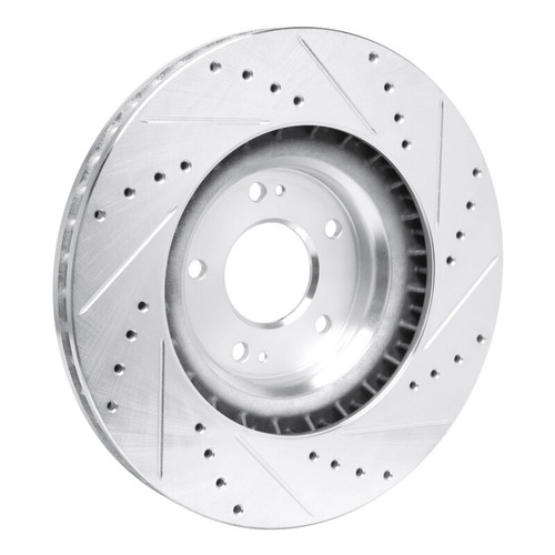 R1 19-22 Hyundai Veloster N Front Left Drilled & Slotted Silver Brake Rotor