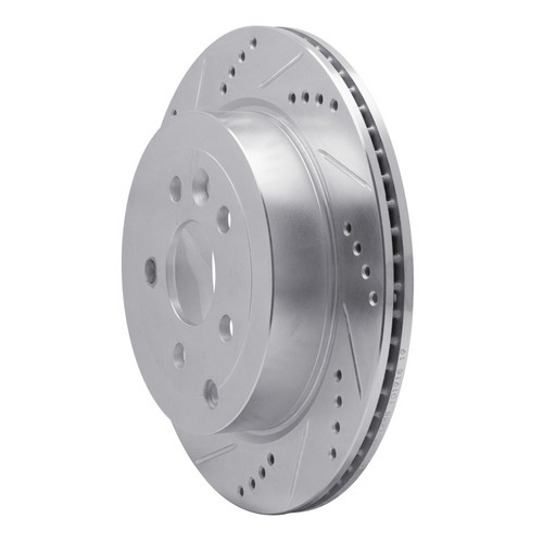 R1 08-12 Land Rover LR2 Rear Left Drilled & Slotted Silver Brake Rotor