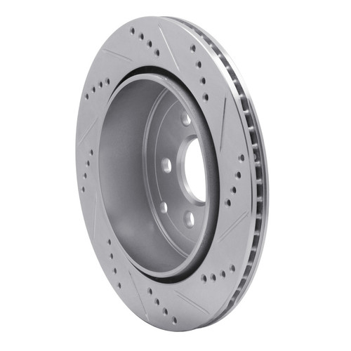 R1 08-12 Land Rover LR2 Rear Left Drilled & Slotted Silver Brake Rotor