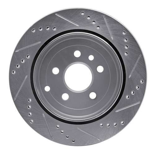 R1 08-12 Land Rover LR2 Rear Left Drilled & Slotted Silver Brake Rotor