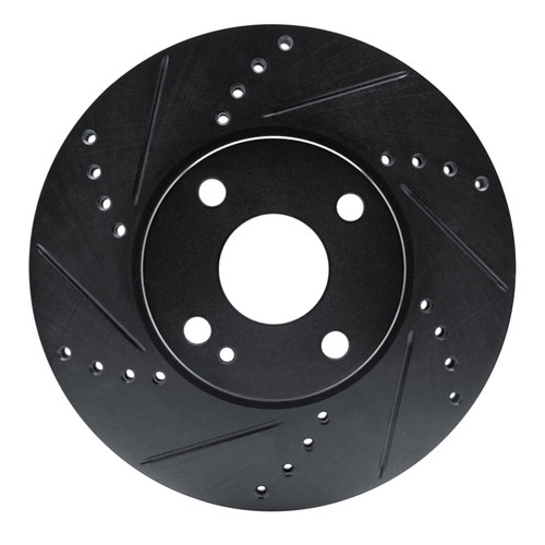 R1 16-25 Mazda 2 (Mexico) Front Left Drilled & Slotted Black Brake Rotor