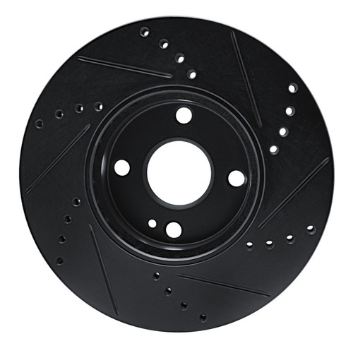 R1 16-25 Mazda 2 (Mexico) Front Left Drilled & Slotted Black Brake Rotor