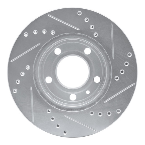 R1 82-90 Volvo 760 Series Front Left Drilled & Slotted Silver Brake Rotor