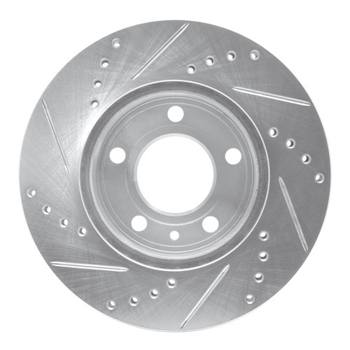 R1 82-90 Volvo 760 Series Front Right Drilled & Slotted Silver Brake Rotor