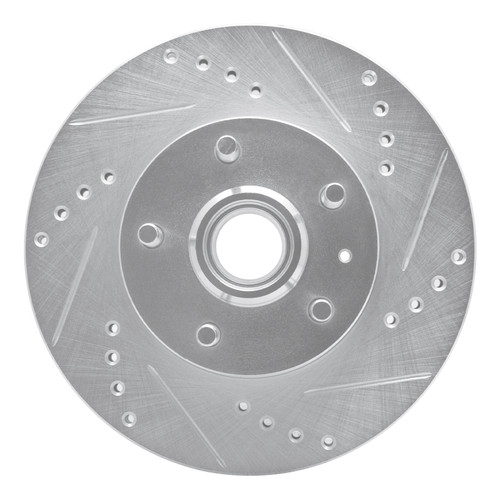 R1 82-87 Volvo 740 Front Right Drilled & Slotted Silver Brake Rotor