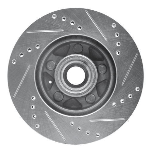 R1 82-87 Volvo 740 Front Left Drilled & Slotted Silver Brake Rotor
