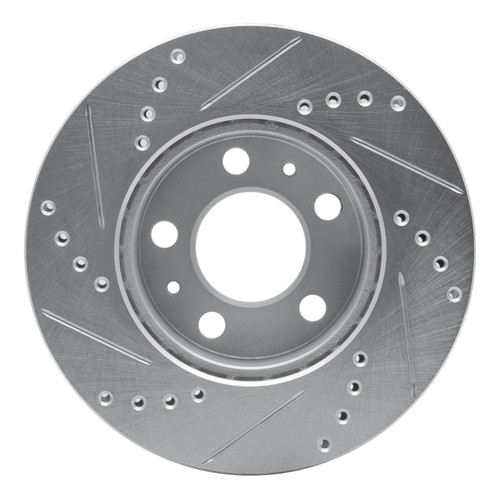 R1 76-93 Volvo 242 Front Right Drilled & Slotted Silver Brake Rotor