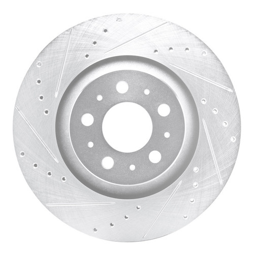 R1 20-25 Tesla Model Y Rear Left Drilled & Slotted Silver Brake Rotor
