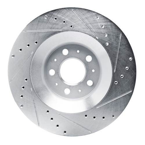 R1 20-25 Tesla Model Y Rear Left Drilled & Slotted Silver Brake Rotor