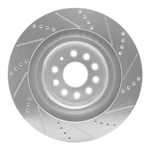 R1 12-21 Tesla Model S Rear Left Drilled & Slotted Silver Brake Rotor