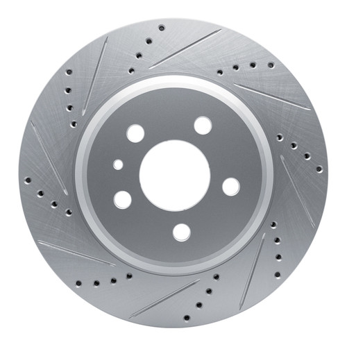 R1 17-25 Tesla Model 3 Rear Left Drilled & Slotted Silver Brake Rotor