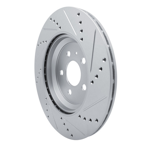 R1 17-25 Tesla Model 3 Rear Left Drilled & Slotted Silver Brake Rotor