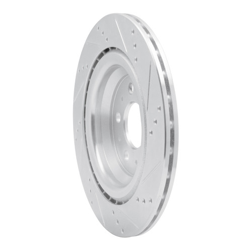 R1 17-25 Tesla Model 3 Rear Left Drilled & Slotted Silver Brake Rotor EDZ-26003L