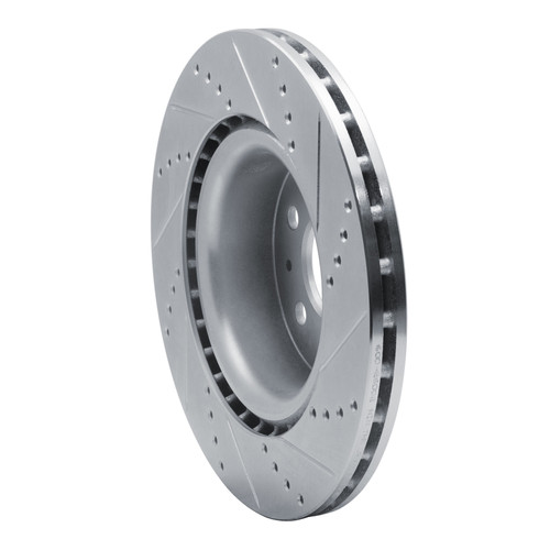 R1 17-25 Tesla Model 3 Front Left Drilled & Slotted Silver Brake Rotor EDZ-26002L