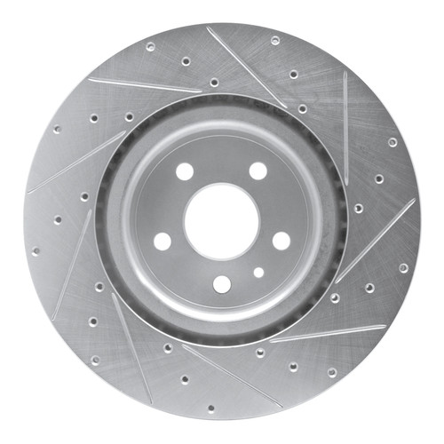 R1 12-21 Tesla Model S Front Left Drilled & Slotted Silver Brake Rotor