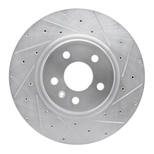 R1 12-21 Tesla Model X Front Right Drilled & Slotted Silver Brake Rotor