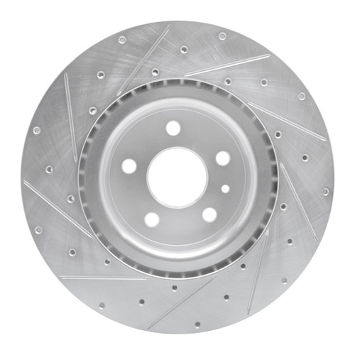 R1 12-21 Tesla Model X Front Right Drilled & Slotted Silver Brake Rotor
