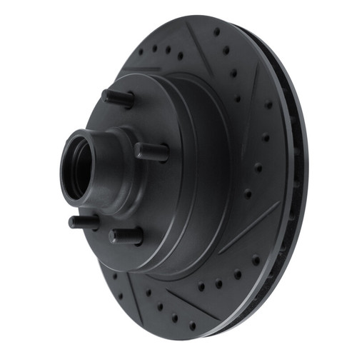 R1 90-90 Cadillac BROUGHAM Front Right Drilled & Slotted Black Brake Rotor