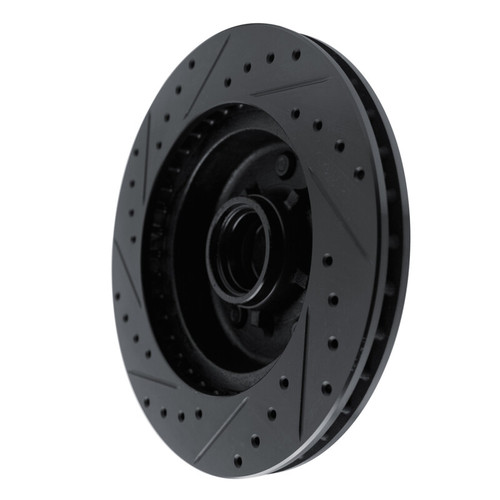 R1 90-90 Cadillac BROUGHAM Front Right Drilled & Slotted Black Brake Rotor