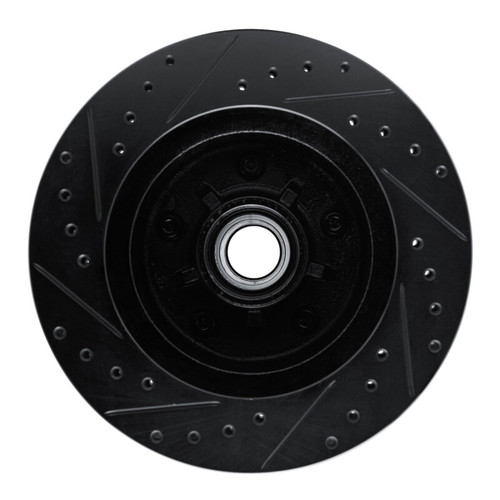 R1 90-90 Cadillac BROUGHAM Front Right Drilled & Slotted Black Brake Rotor