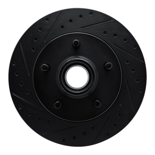 R1 90-90 Cadillac BROUGHAM Front Left Drilled & Slotted Black Brake Rotor