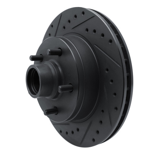 R1 90-90 Cadillac BROUGHAM Front Left Drilled & Slotted Black Brake Rotor