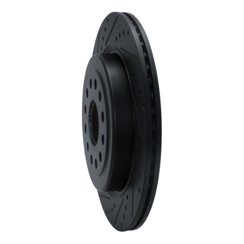 R1 19-25 Ram 1500 Rear Left Drilled & Slotted Black Brake Rotor