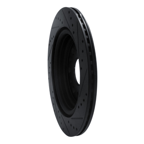 R1 19-25 Ram 1500 Rear Left Drilled & Slotted Black Brake Rotor