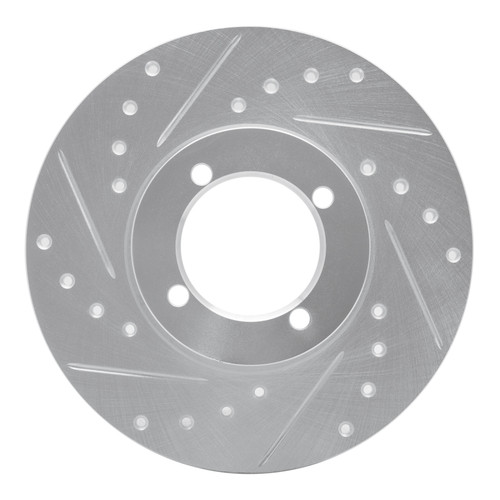 R1 74-79 Lotus Eclat Front Left Drilled & Slotted Silver Brake Rotor