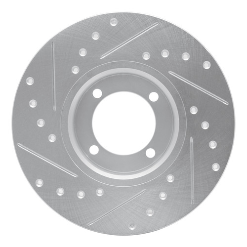 R1 74-79 Lotus Elite Front Right Drilled & Slotted Silver Brake Rotor