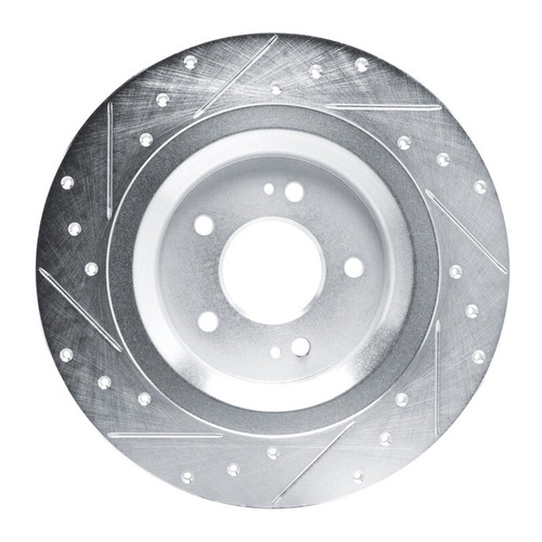 R1 22-25 Hyundai Ioniq 5 Rear Right Drilled & Slotted Silver Brake Rotor