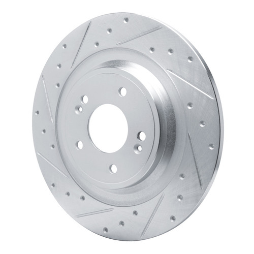 R1 22-25 Hyundai Ioniq 6 Rear Left Drilled & Slotted Silver Brake Rotor