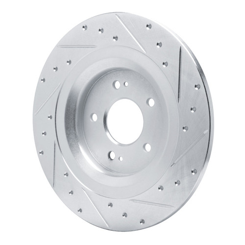 R1 22-25 Hyundai Ioniq 6 Rear Left Drilled & Slotted Silver Brake Rotor