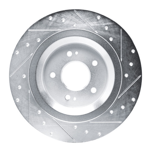 R1 22-25 Hyundai Ioniq 6 Rear Left Drilled & Slotted Silver Brake Rotor
