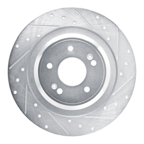 R1 22-25 Hyundai SANTA FE Rear Right Drilled & Slotted Silver Brake Rotor