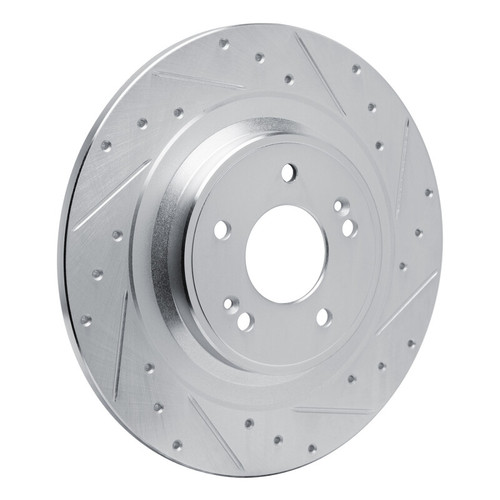 R1 22-25 Hyundai SANTA FE Rear Right Drilled & Slotted Silver Brake Rotor