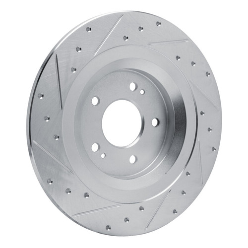 R1 22-25 Hyundai SANTA FE Rear Right Drilled & Slotted Silver Brake Rotor