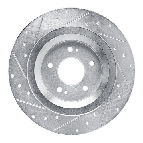 R1 22-25 Hyundai SANTA FE Rear Right Drilled & Slotted Silver Brake Rotor
