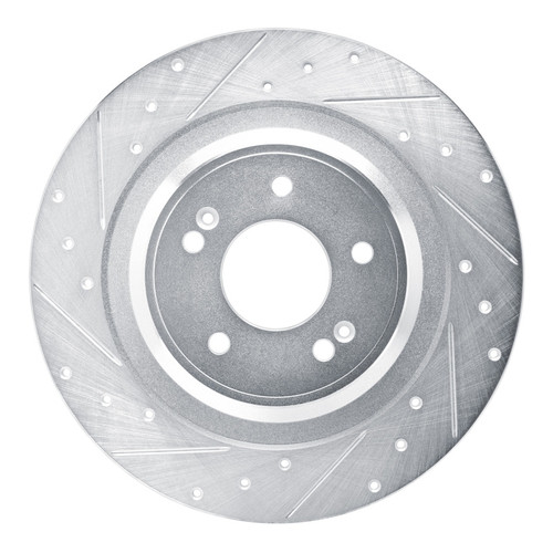 R1 22-25 Hyundai SANTA FE Rear Left Drilled & Slotted Silver Brake Rotor