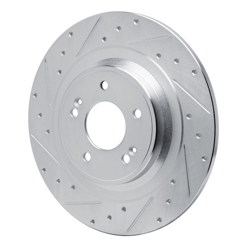 R1 22-25 Hyundai SANTA FE Rear Left Drilled & Slotted Silver Brake Rotor